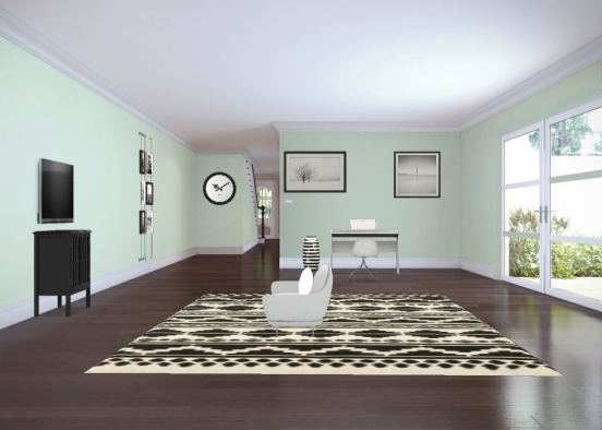 Black and white living room  Design Rendering