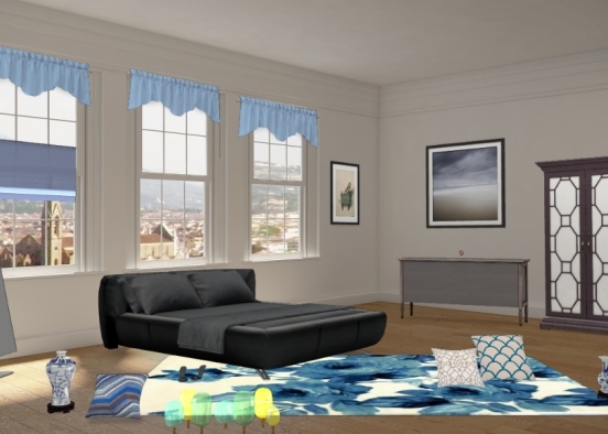 Blue soggiorno Design Rendering