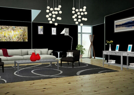 Black living room Design Rendering