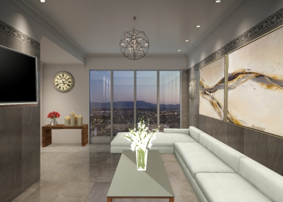 Elegant Living Room Design Rendering