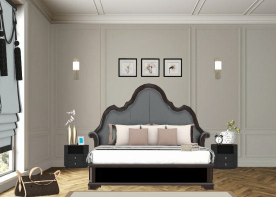 Chic evergreen bedroom Design Rendering