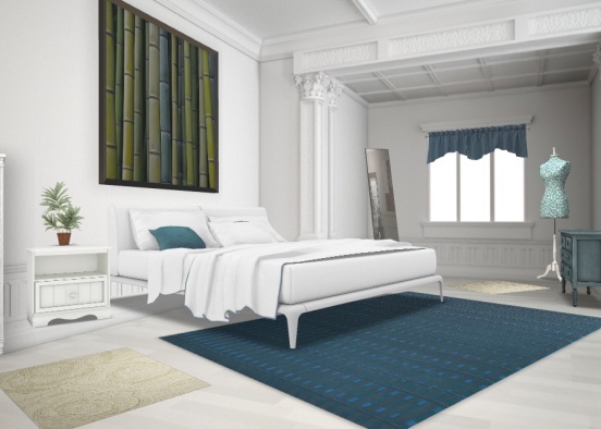 Blue bed room Design Rendering