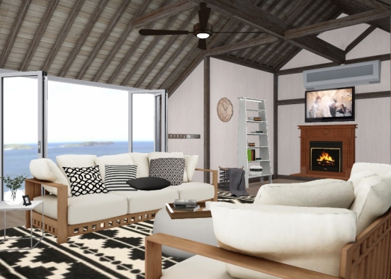 Black, white and wood Design Rendering