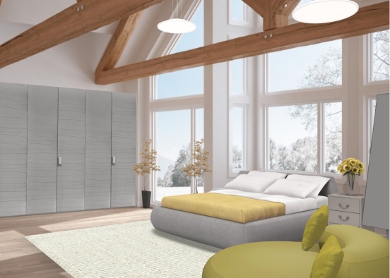 simple yellow and gray room Design Rendering