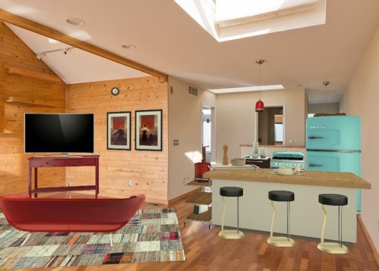 Modern Retro Cabin Design Rendering