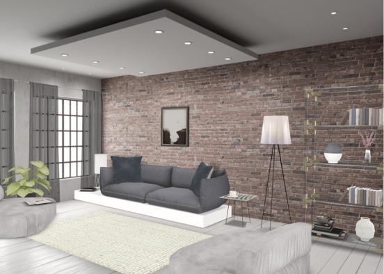 modern, minimalistic living room Design Rendering
