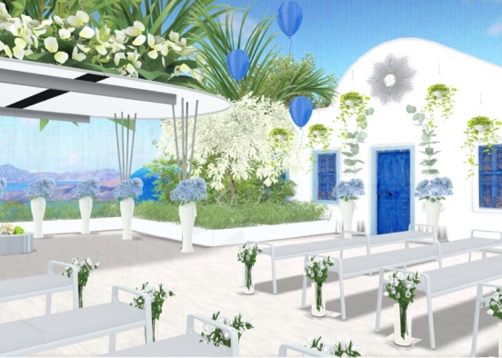 blue and white wedding Design Rendering