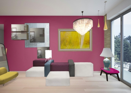 Pink and Yellow Glass Design Rendering