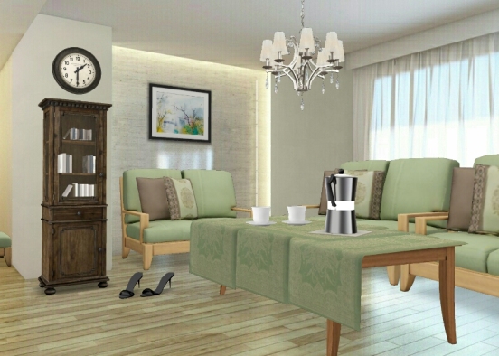 Simple Green appartment living room Design Rendering