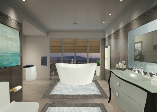 Banheiro luxuoso Design Rendering