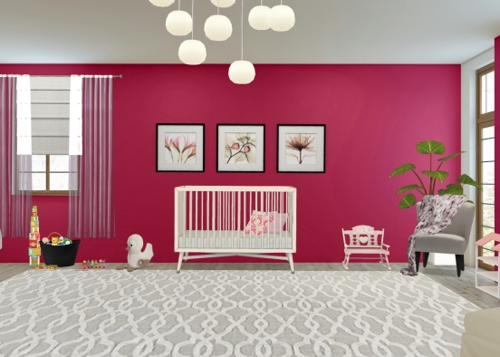 Pink Baby room Design Rendering