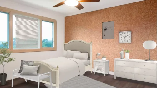 rose and white bedroom