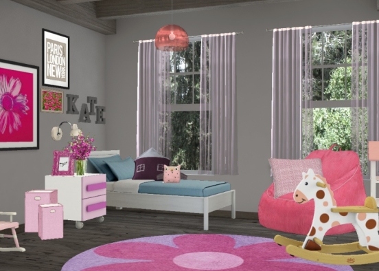 '' Pink dream"  Kids room Design Rendering