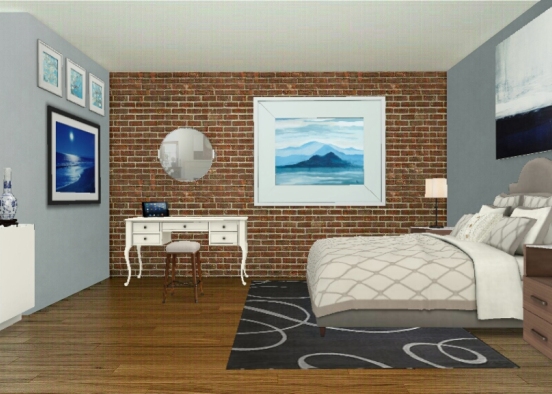 Blue, Gray Bedroom Design Rendering