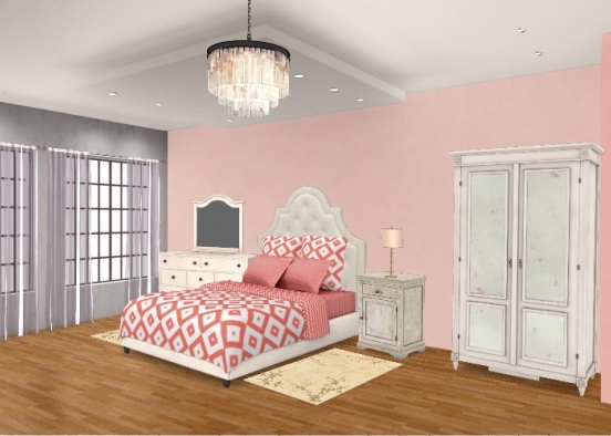 Chambre fille rose et cosy Design Rendering