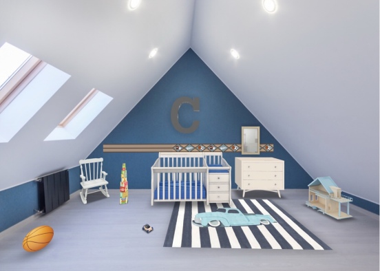 A blue boys nursery Design Rendering