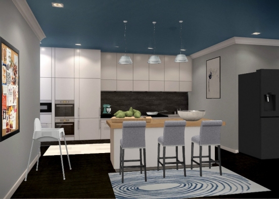 Blue Cozy Kitchen Design Rendering