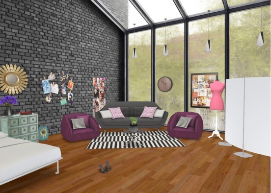 Bedroom and Hangout Space Design Rendering