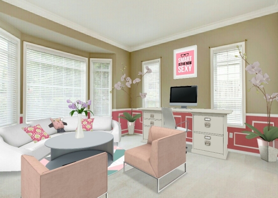 Pink Office Design Rendering