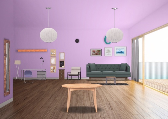 The purple living room Design Rendering