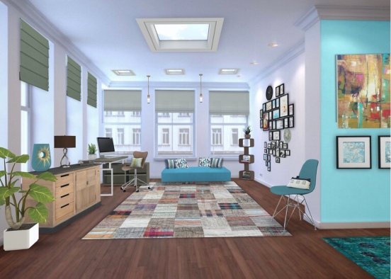 Bright home office by Jenesis Designs  Design Rendering