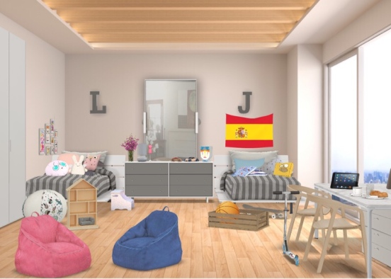 shared boy and girl’s room Design Rendering