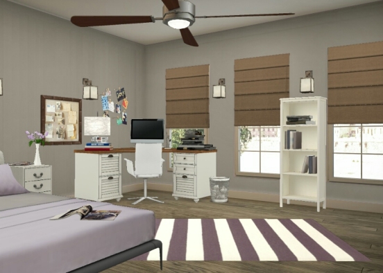 TeenGirl Bedroom Purple Design Rendering