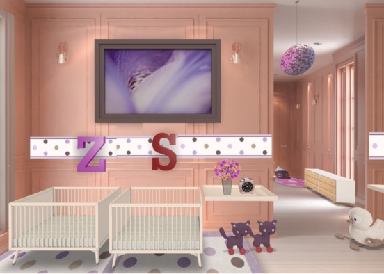 purple Zara & Sharon twins room 🔮💜 Design Rendering