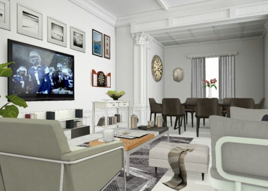 Living Room & Dining Room Design Rendering
