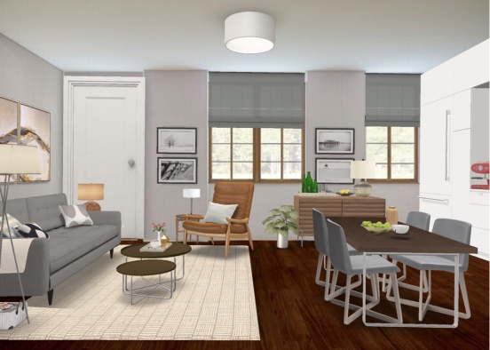 Bachelor Apartment Main Space Design Rendering