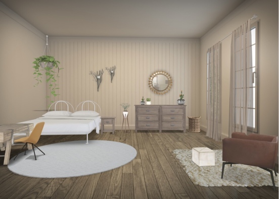 modern rustic bedroom Design Rendering