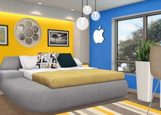 Chambre jaune moderne Design Rendering