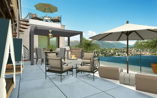 Tropical Resort style patio with a view