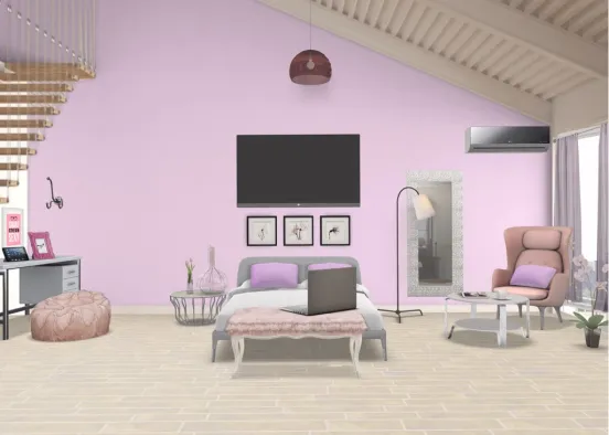 Habitacion rosa Design Rendering