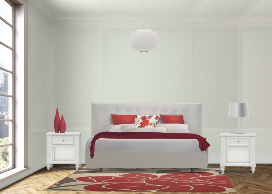 red theme bedroom Design Rendering