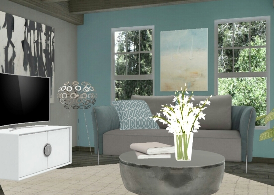 Turquise living room Design Rendering
