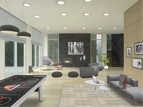 Vestibulo con asiento y zona de reunión informal