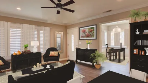 Floral home entryway and office 