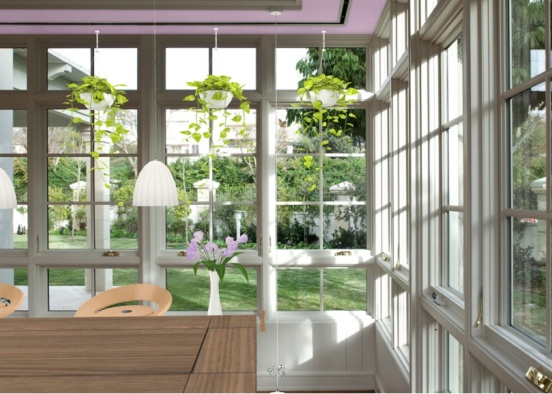 glass house dining room Design Rendering