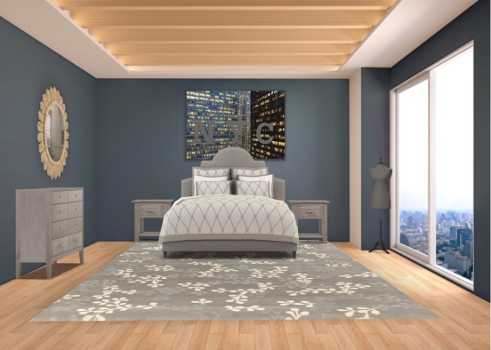 nothing like a gray NYC apartment bedroom Design Rendering