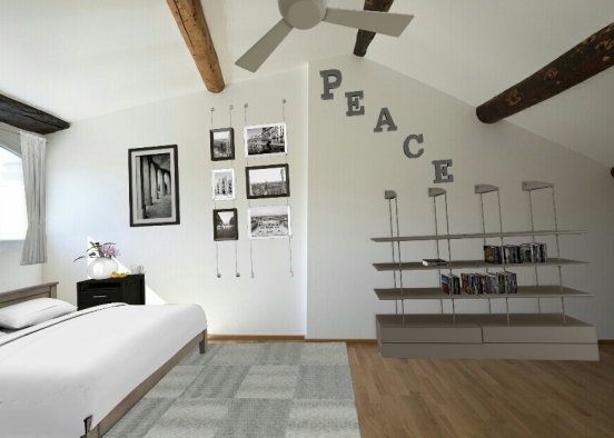 Pretty, white and grey modern bedroom (adult) Design Rendering