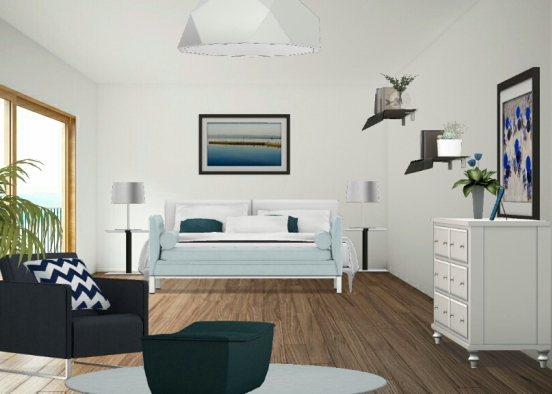 Bedroom #blue#white  Design Rendering