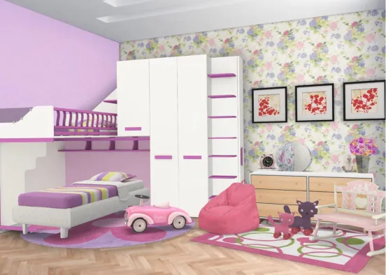 Girls Room <3 Really Cute Design Rendering