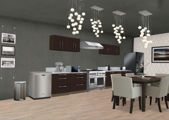 Dining room+Kitchen Fuse Design Rendering