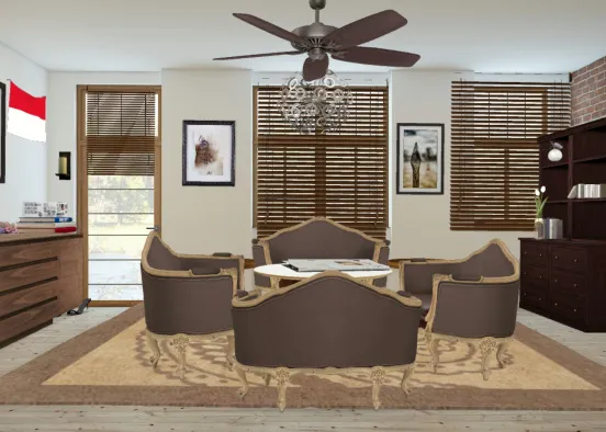 Traditional Living Room Design Rendering