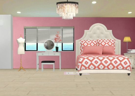 Camera da letto color confetto Design Rendering