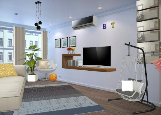 Sala de estar moderna clean Design Rendering