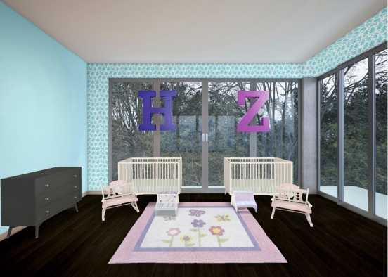 Twin baby room Design Rendering