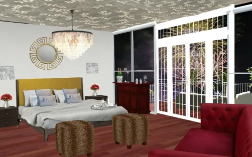 Hotel room with a fireworks view 