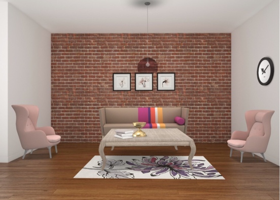 Simple orchid living room Design Rendering